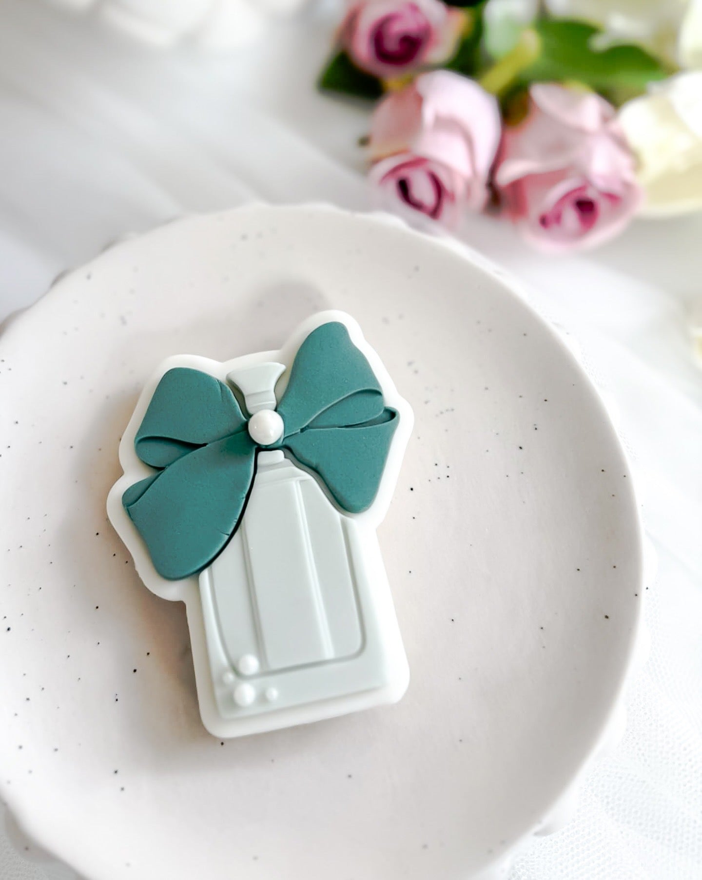 Perfume Bottle With Bow Cookie Cutter & Stamp