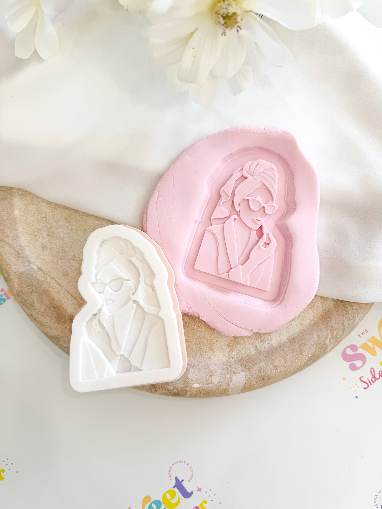 Woman In Robe Applying Lipstick Cookie Cutter & Stamp