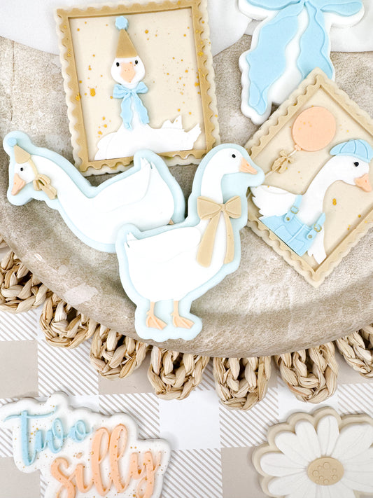 Vintage Boy Goose With Balloon Stamp Cookie Cutter & Stamp