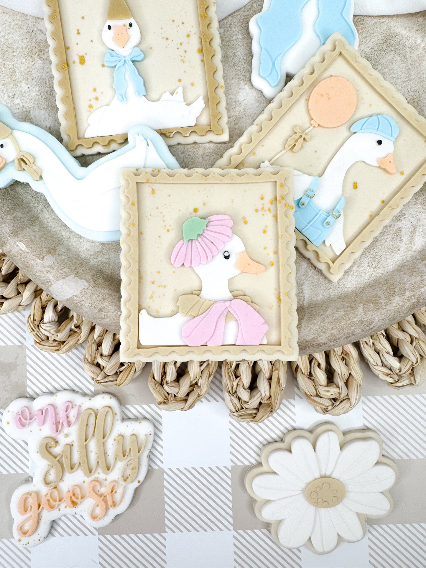Vintage Goose With Flower Hat Stamp Cookie Cutter & Stamp