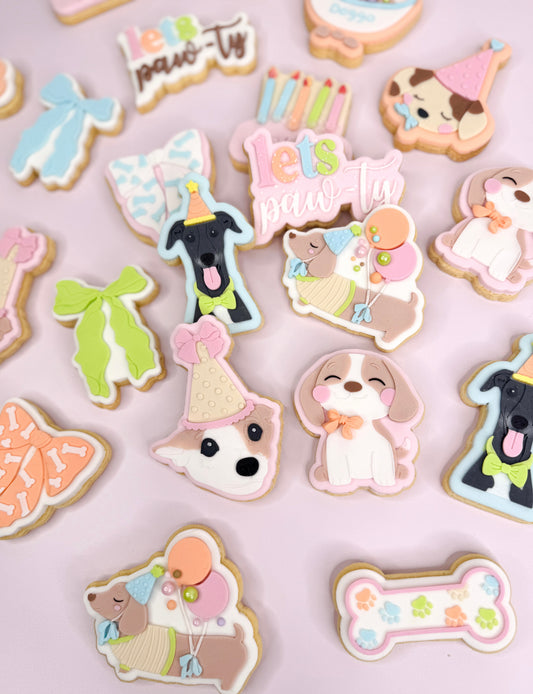 Cute Sausage Dog With Party Hat & Balloons Cookie Cutter & Stamp