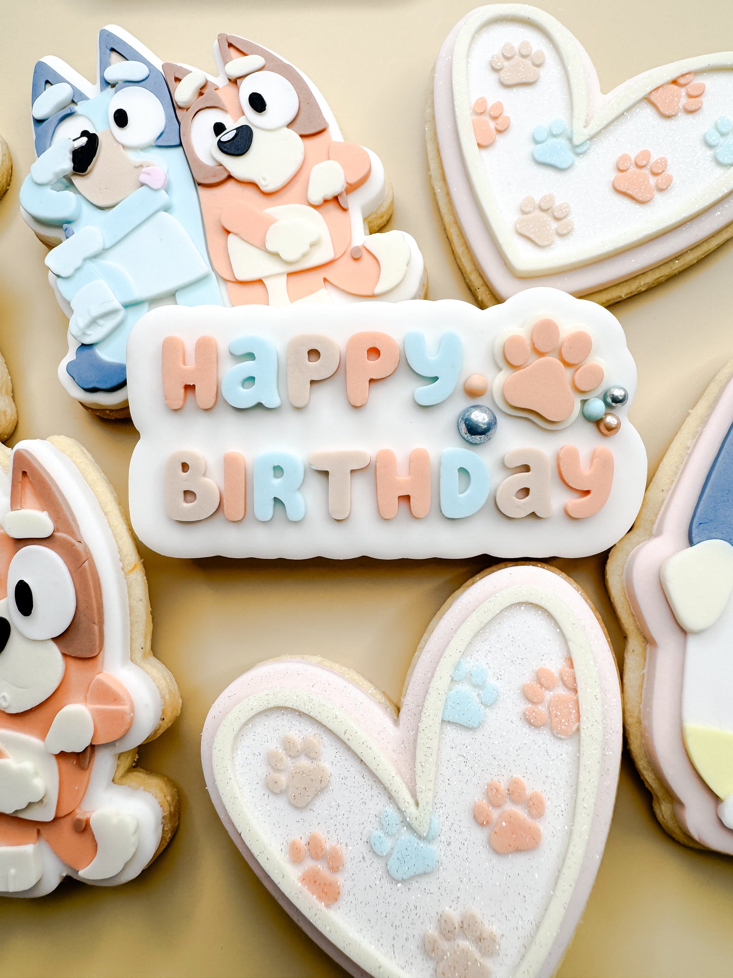 Blue Dog Happy Birthday Text Stamp & Cutter