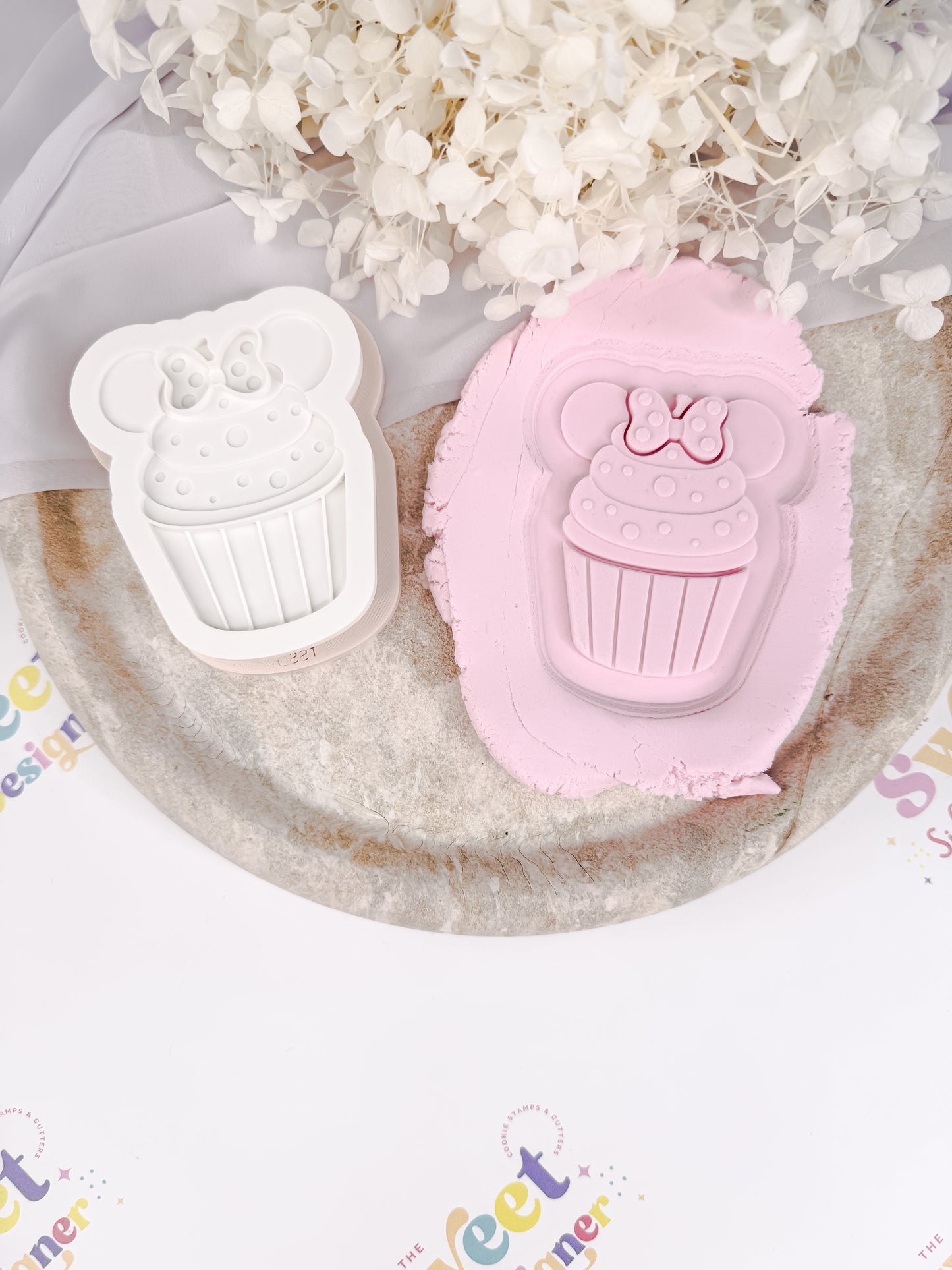 Girl Mouse Cupcake Cookie Cutter & Stamp