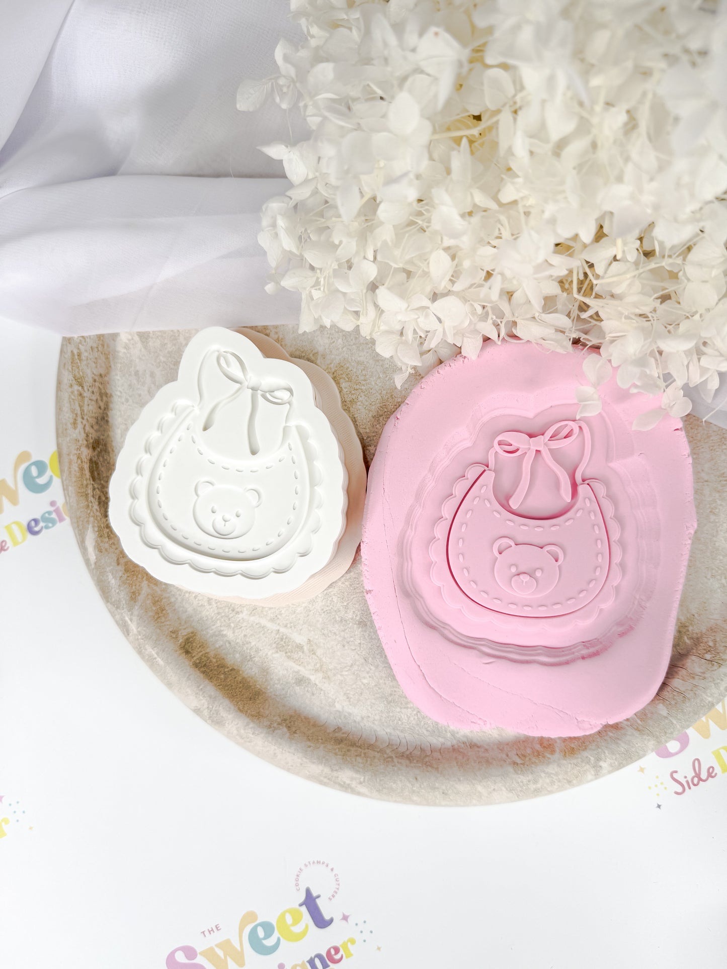 Teddy Bear Bow Bib Cookie Cutter & Stamp