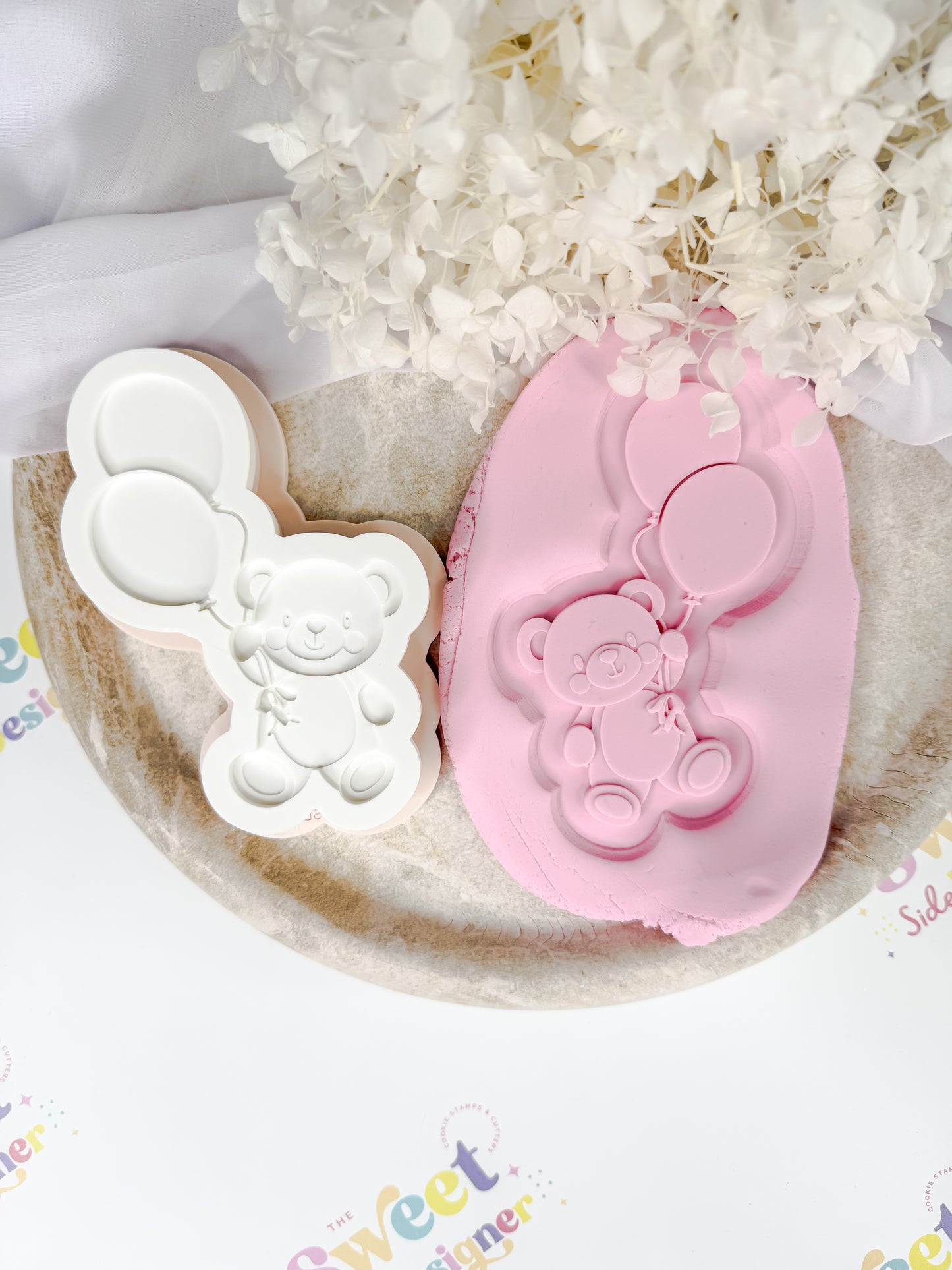 Teddy Bear With Balloons Cookie Cutter & Stamp