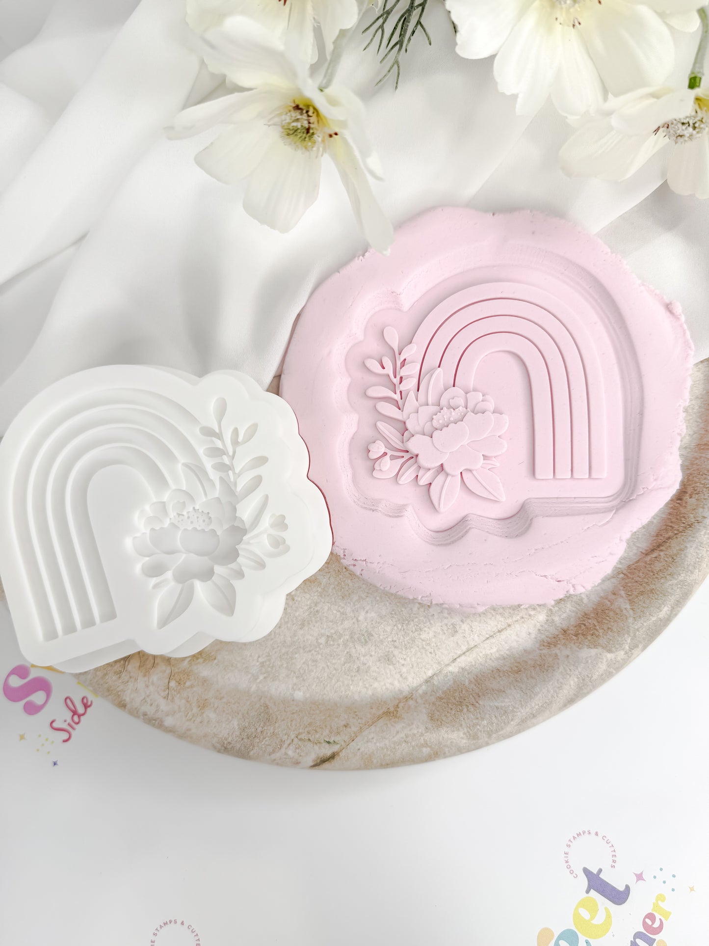 Rainbow With Florals Cookie Cutter & Stamp