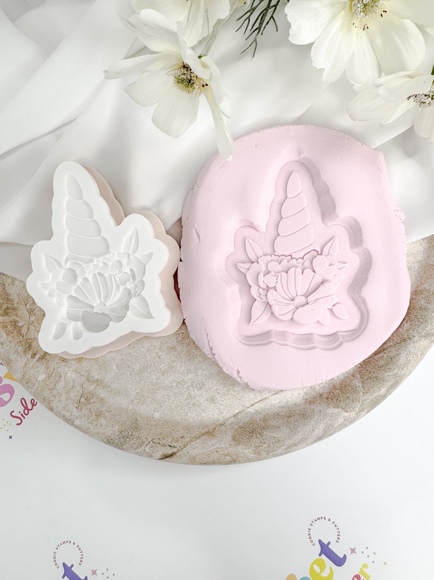 Unicorn Horn With Florals Cookie Cutter & Stamp