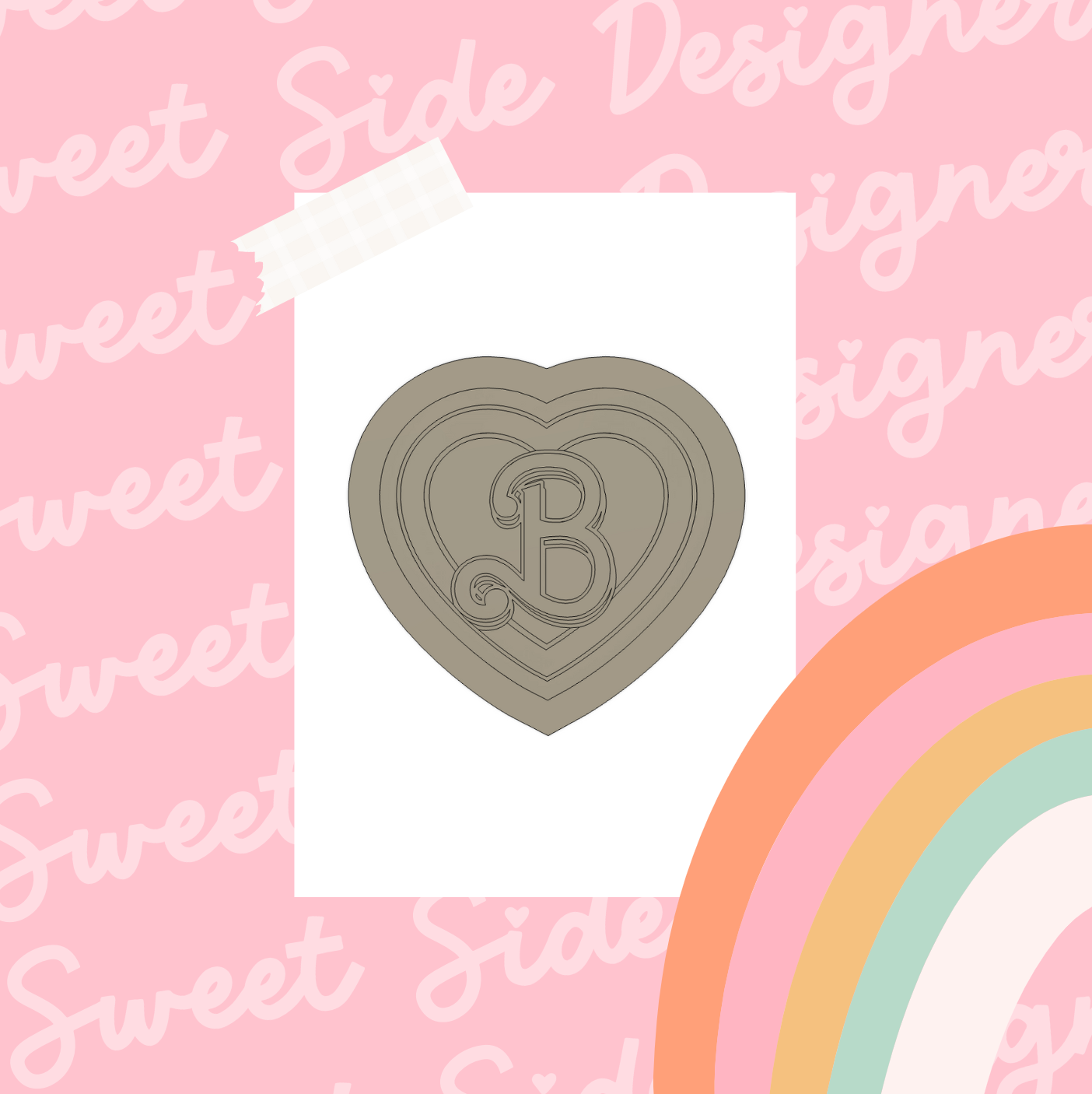 B Heart Logo Digital STL File