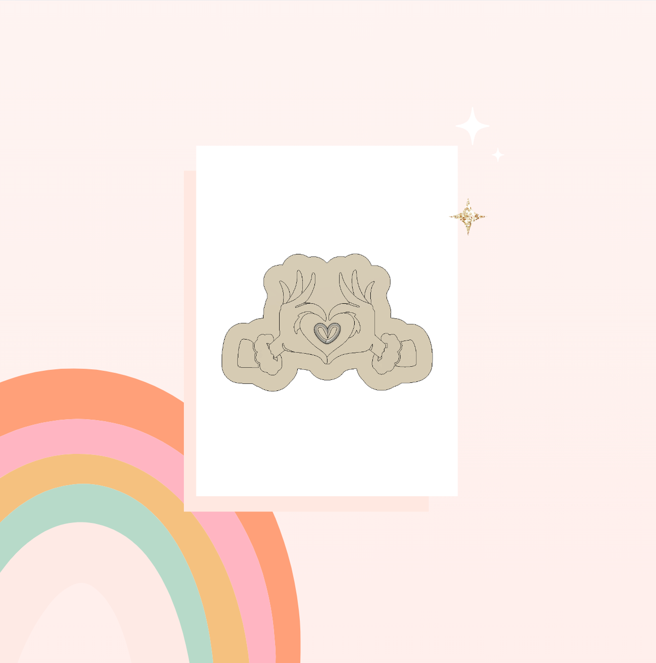 Green Grumpy Heart Hands Cookie Cutter & Stamp