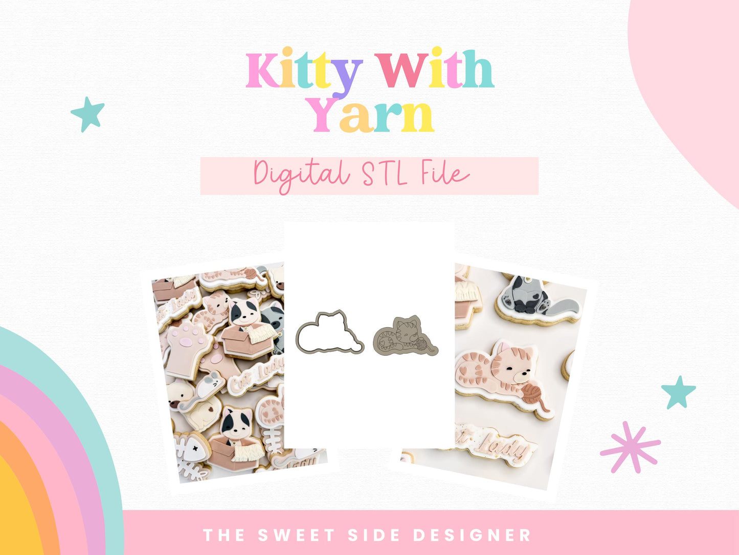 Kitty With Yarn Digital STL File