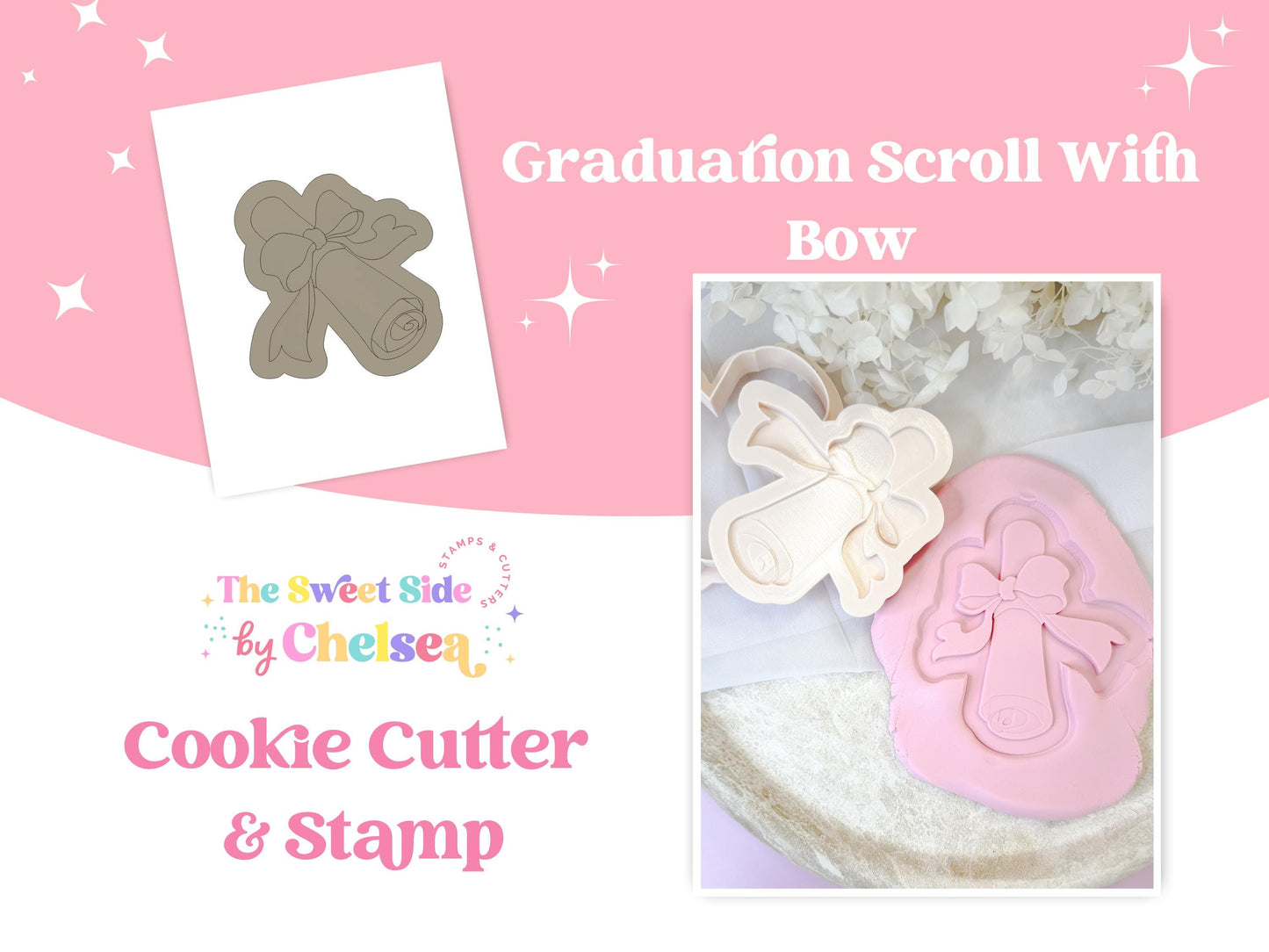 Graduation Certificate With Bow Cookie Cutter & Stamp