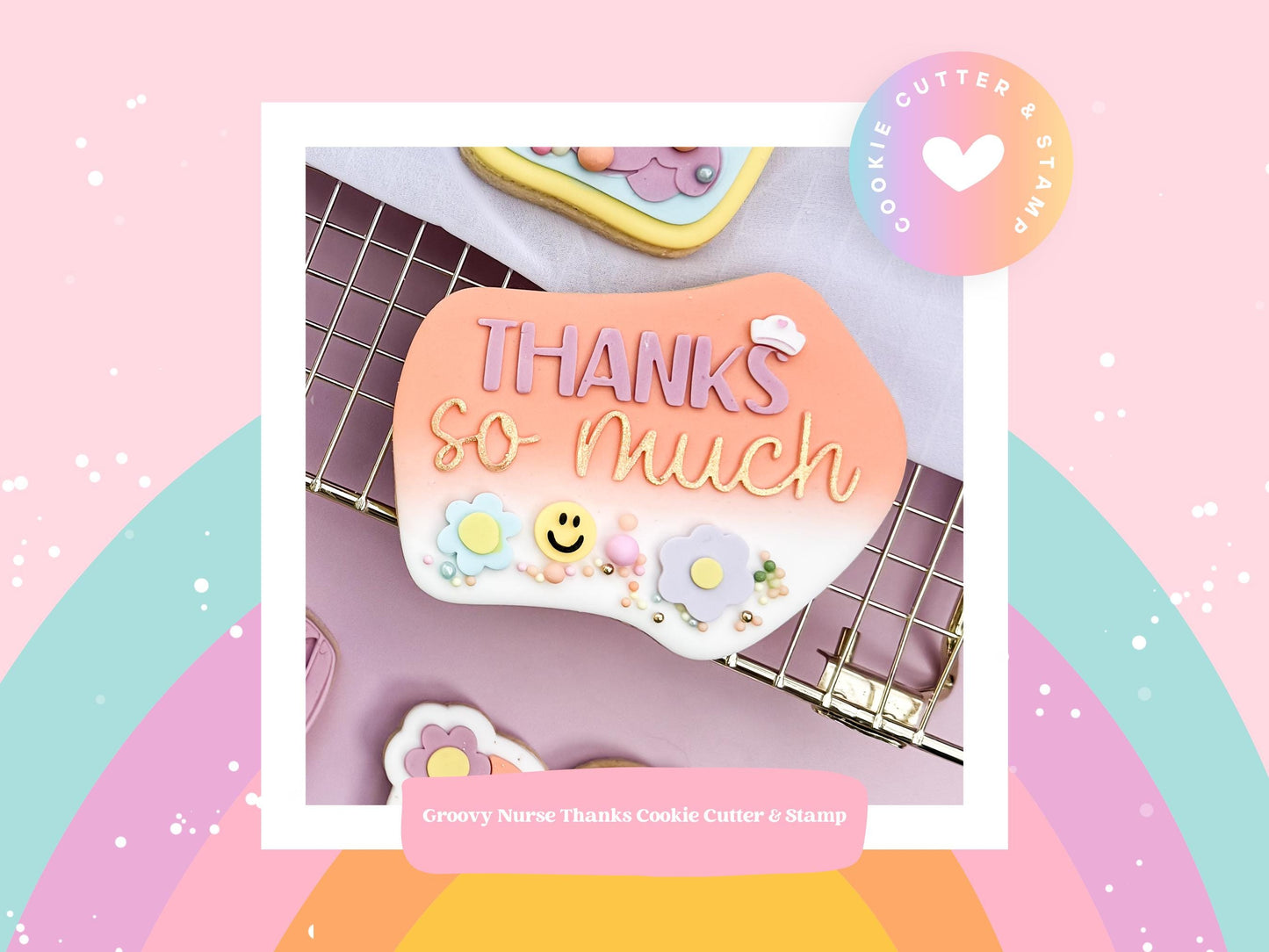 Groovy Thanks So Much Cookie Cutter & Stamp