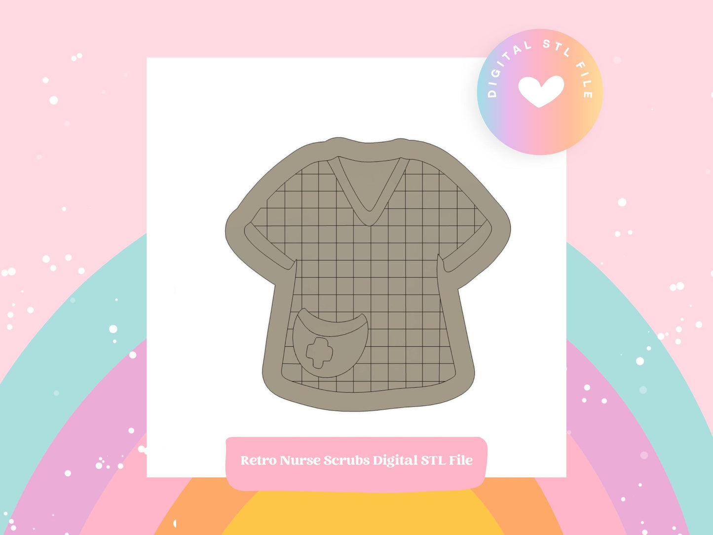 Retro Nurse Scrubs Digital STL File
