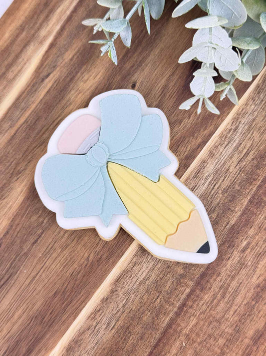 Pencil With Bow Cookie Cutter & Stamp