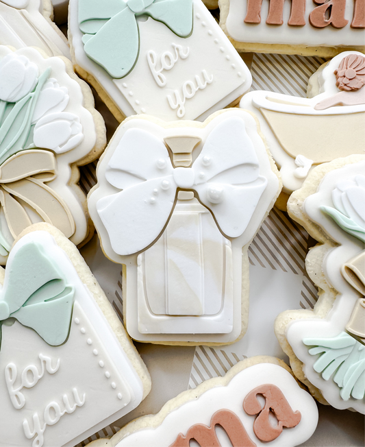 Perfume Bottle With Bow Cookie Cutter & Stamp