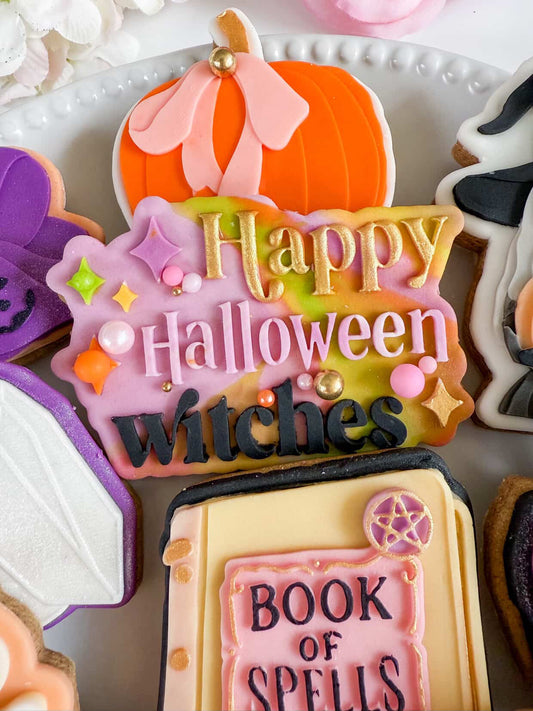 Happy Halloween Witches Cookie Cutter & Stamp