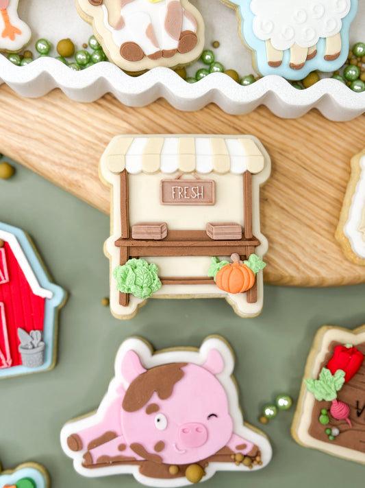 Farm Fresh Market Stall Cookie Cutter & Stamp