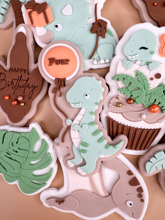 Dinosaur With Balloon (Blank) Cookie Cutter & Stamp
