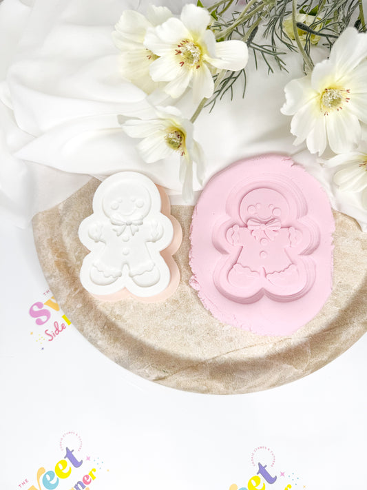 Ginger Bread Man With Bow Cookie Cutter & Stamp