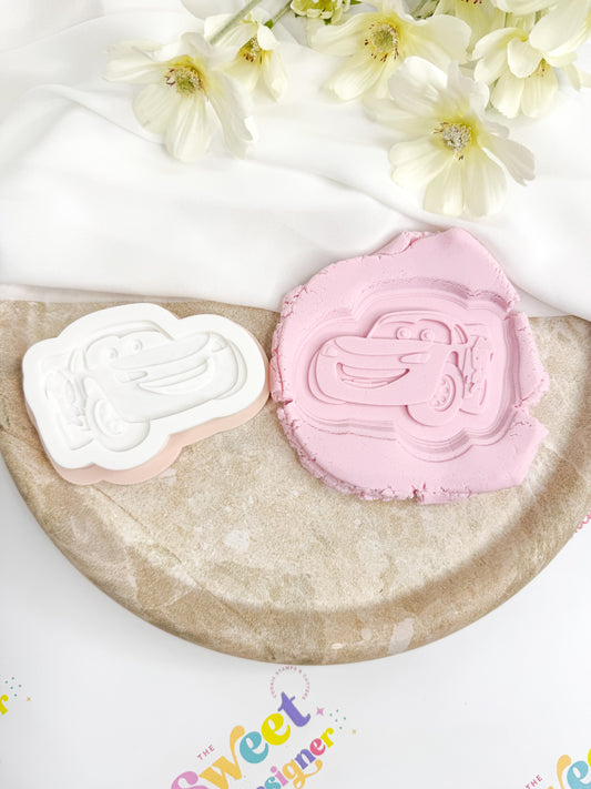 Happy Red Racing Car Cookie Cutter & Stamp