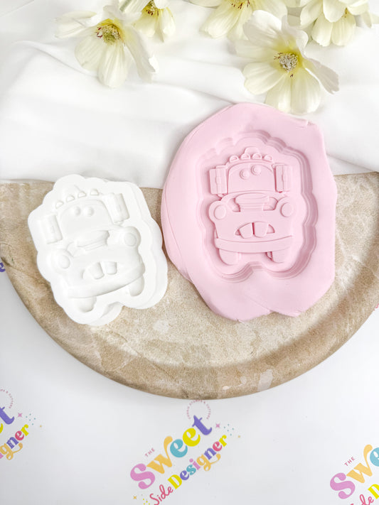 Happy Tow Truck Cookie Cutter & Stamp