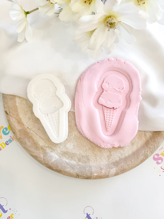 Two Scoops Ice Cream Waffle Cone Cookie Cutter & Stamp