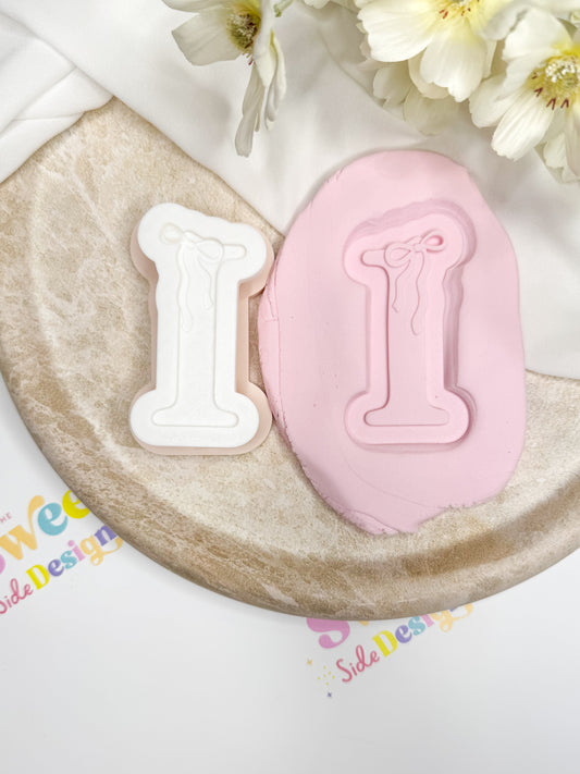 ONE With Bow Cookie Cutter & Stamp STL File