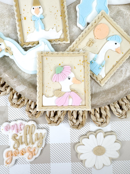 Vintage Goose With Flower Hat Stamp Cookie Cutter & Stamp