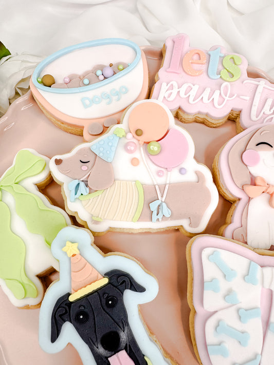Cute Sausage Dog With Party Hat & Balloons Cookie Cutter & Stamp