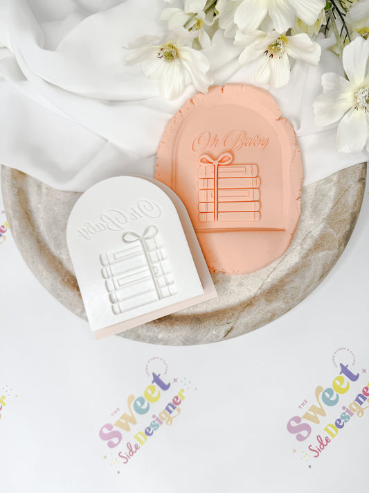 Oh Baby Book Stack With Bow Cookie Cutter & Stamp