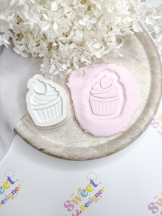 Strawberry Cupcake Cookie Cutter & Stamp