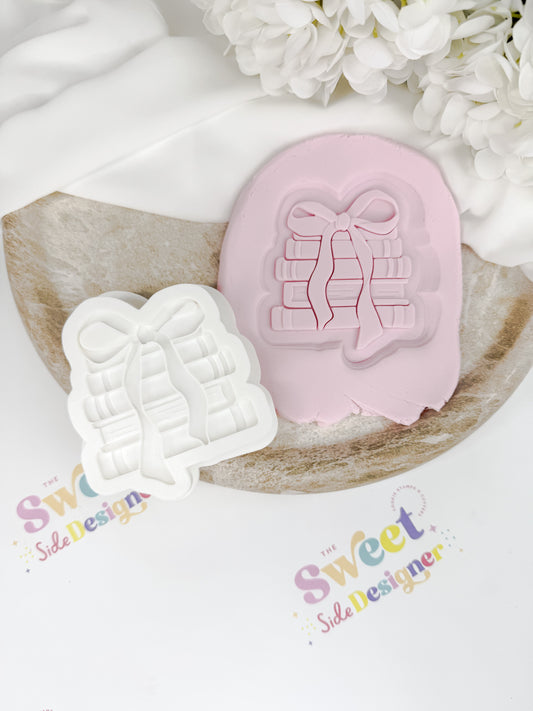 Book Stack With Bow Cookie Cutter & Stamp