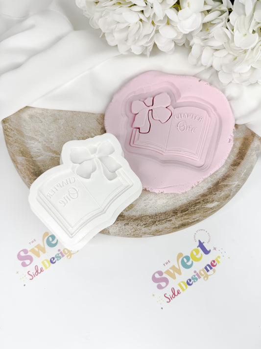 Chapter One Open Book With Bow Cookie Cutter & Stamp