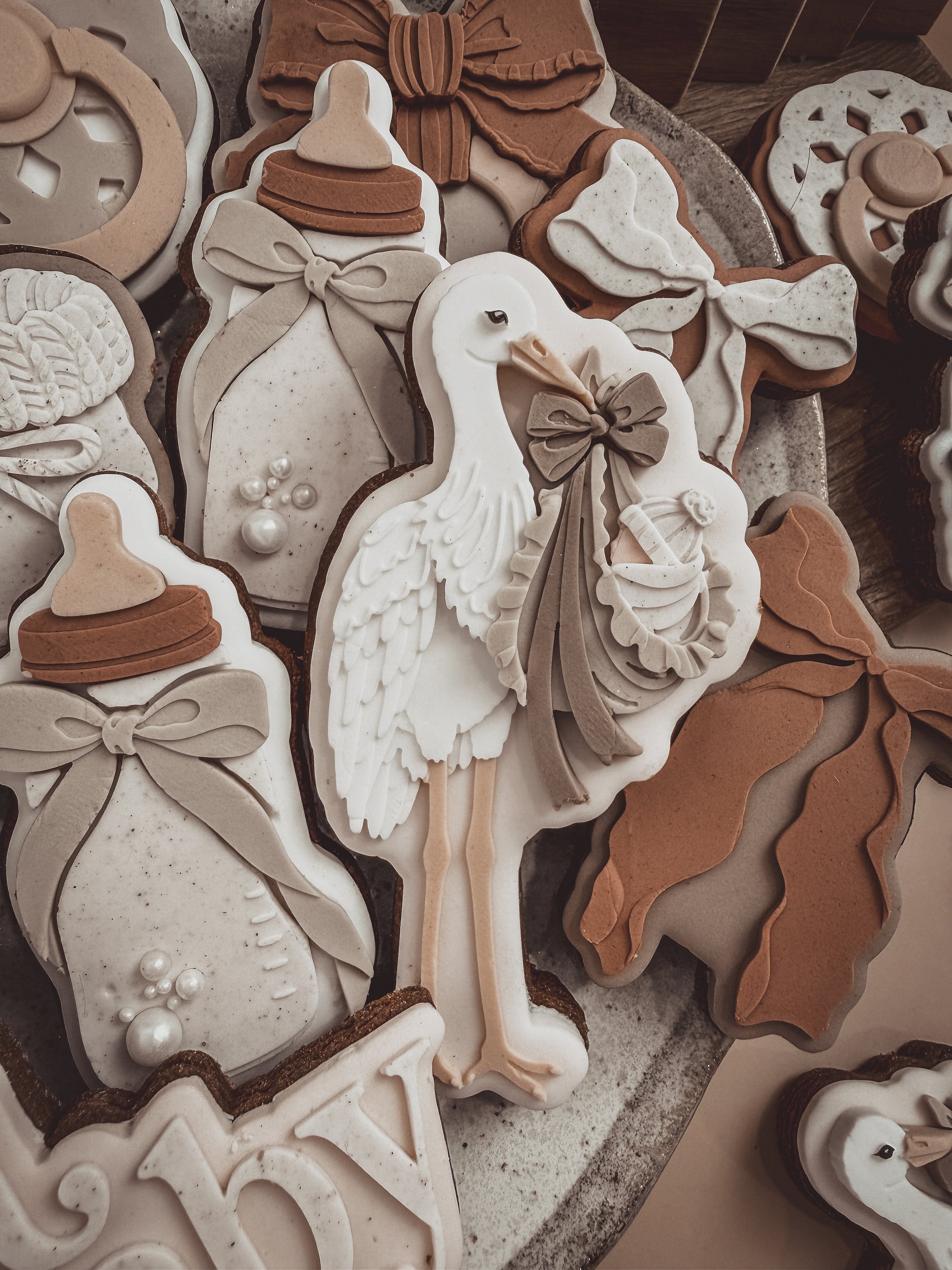 Stork With Baby Cookie Cutter &amp; Stamp
