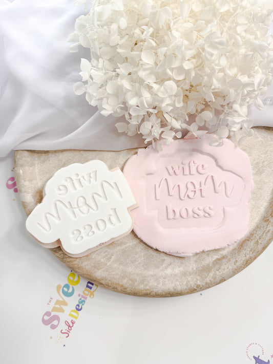Wife MOM Boss Cookie Cutter & Stamp