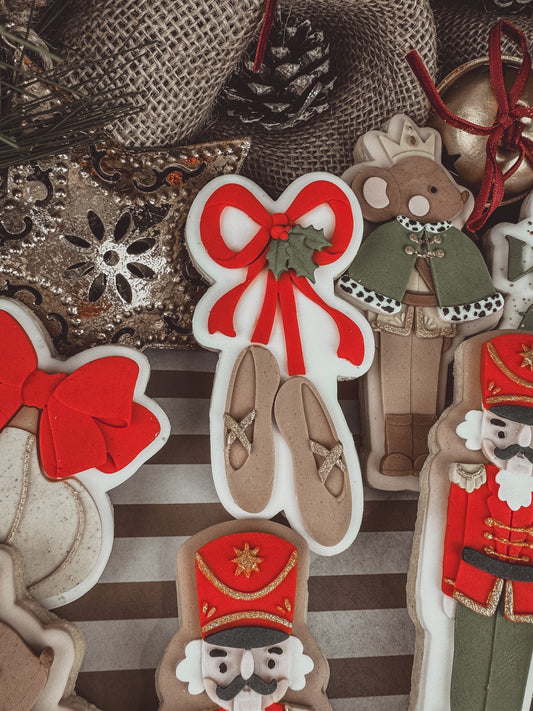 Nutcracker Ballerina Slippers With Bow Cookie Cutter & Stamp