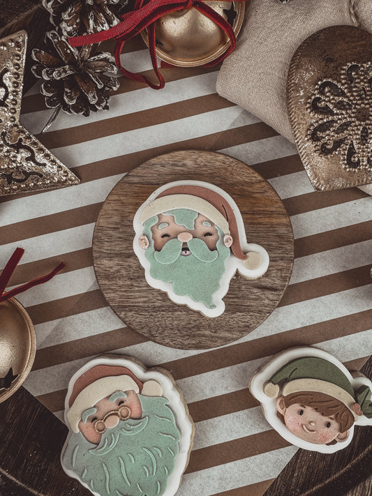 Vintage Santa Face Mini Cookie Cutter & Stamp