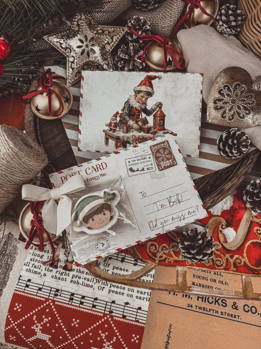 Vintage Elf Postcard Double Sided Cookie Backing Card (QTY 5)