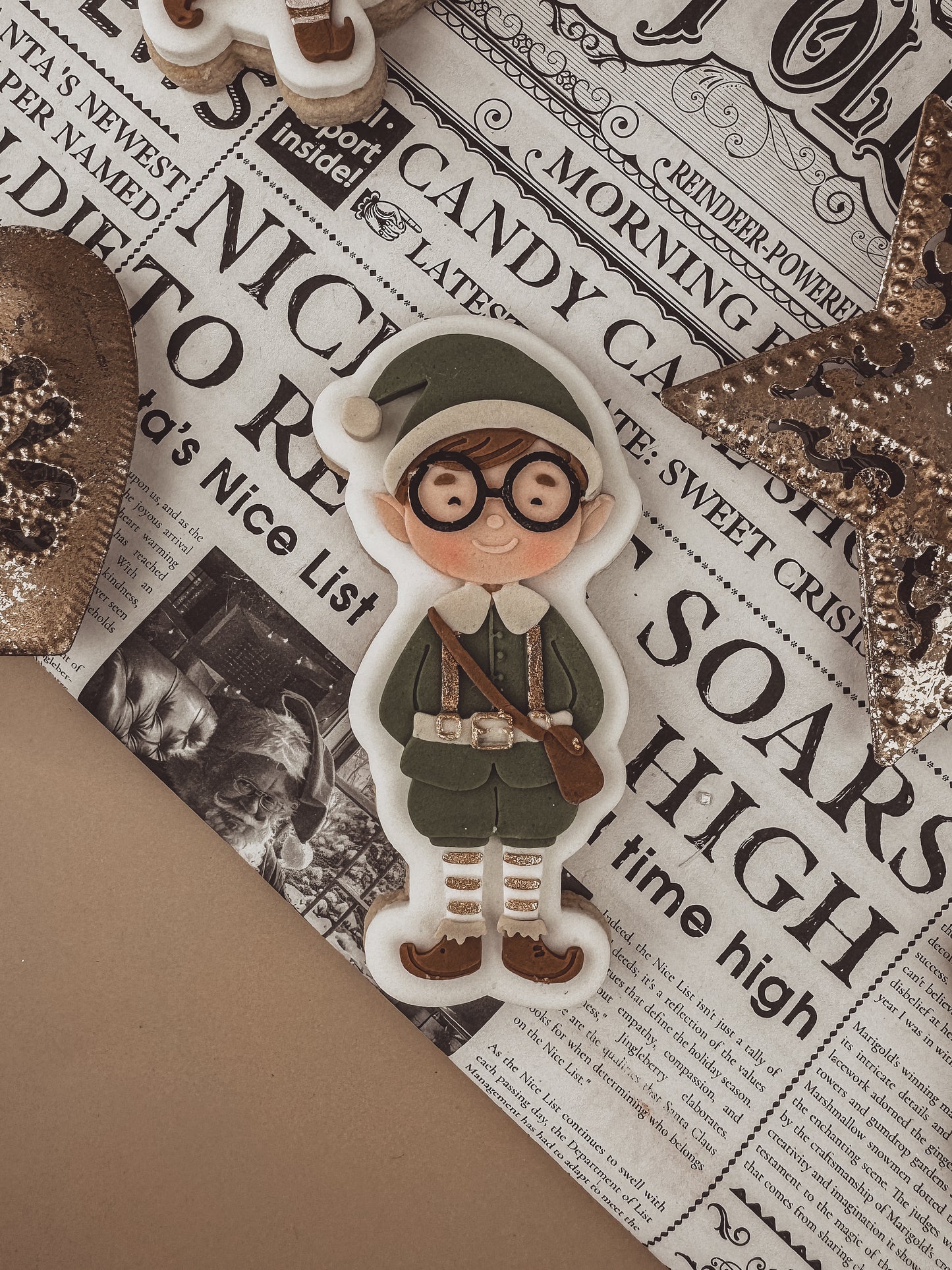 Boy Elf With Side Bag Cookie Cutter & Stamp