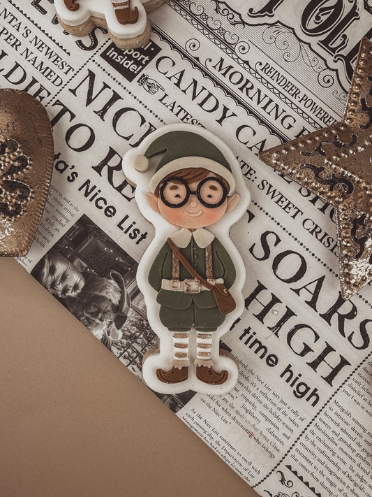 Boy Elf With Side Bag Cookie Cutter & Stamp
