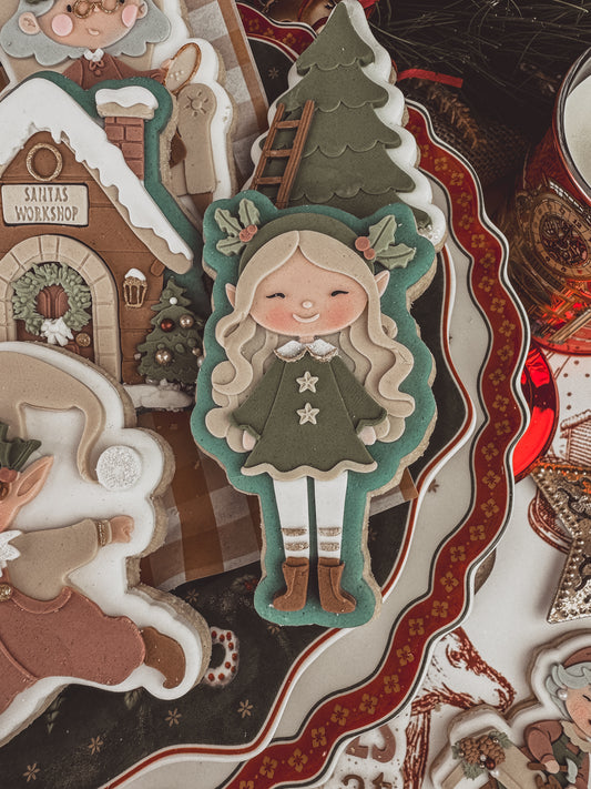 Cheerful Girl Elf Cookie Cutter & Stamp