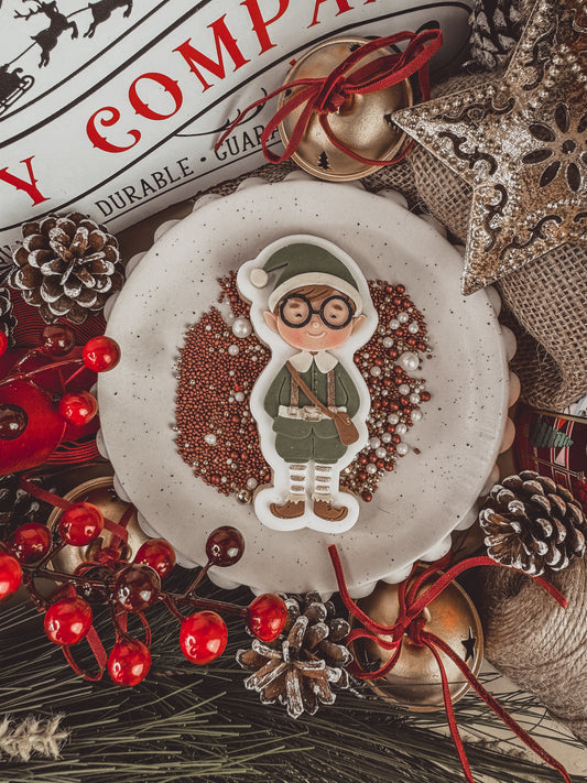 Boy Elf With Side Bag Cookie Cutter & Stamp