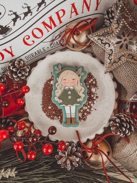 Cheerful Girl Elf Cookie Cutter & Stamp
