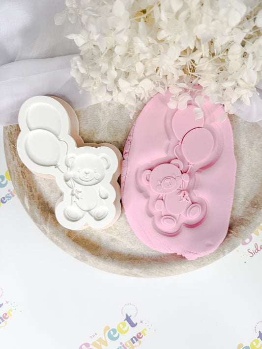 Teddy Bear With Balloons Cookie Cutter & Stamp