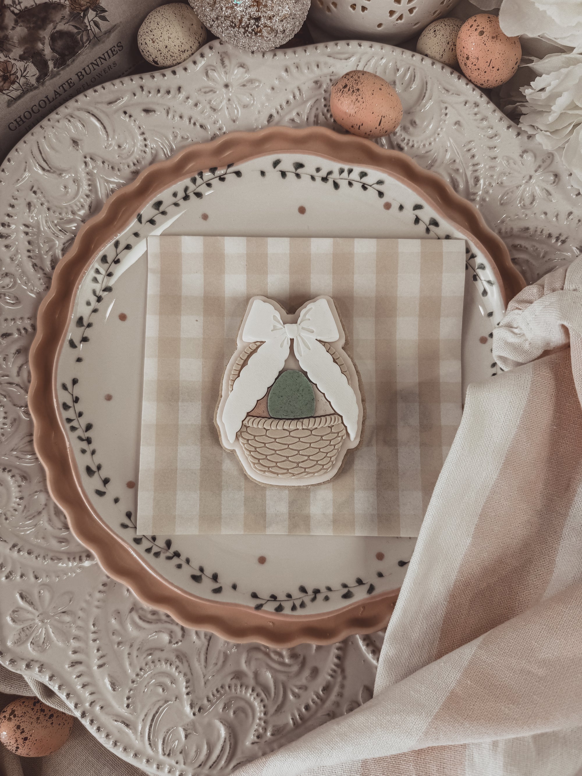 Bow Egg Basket Cookie Cutter &amp; Stamp