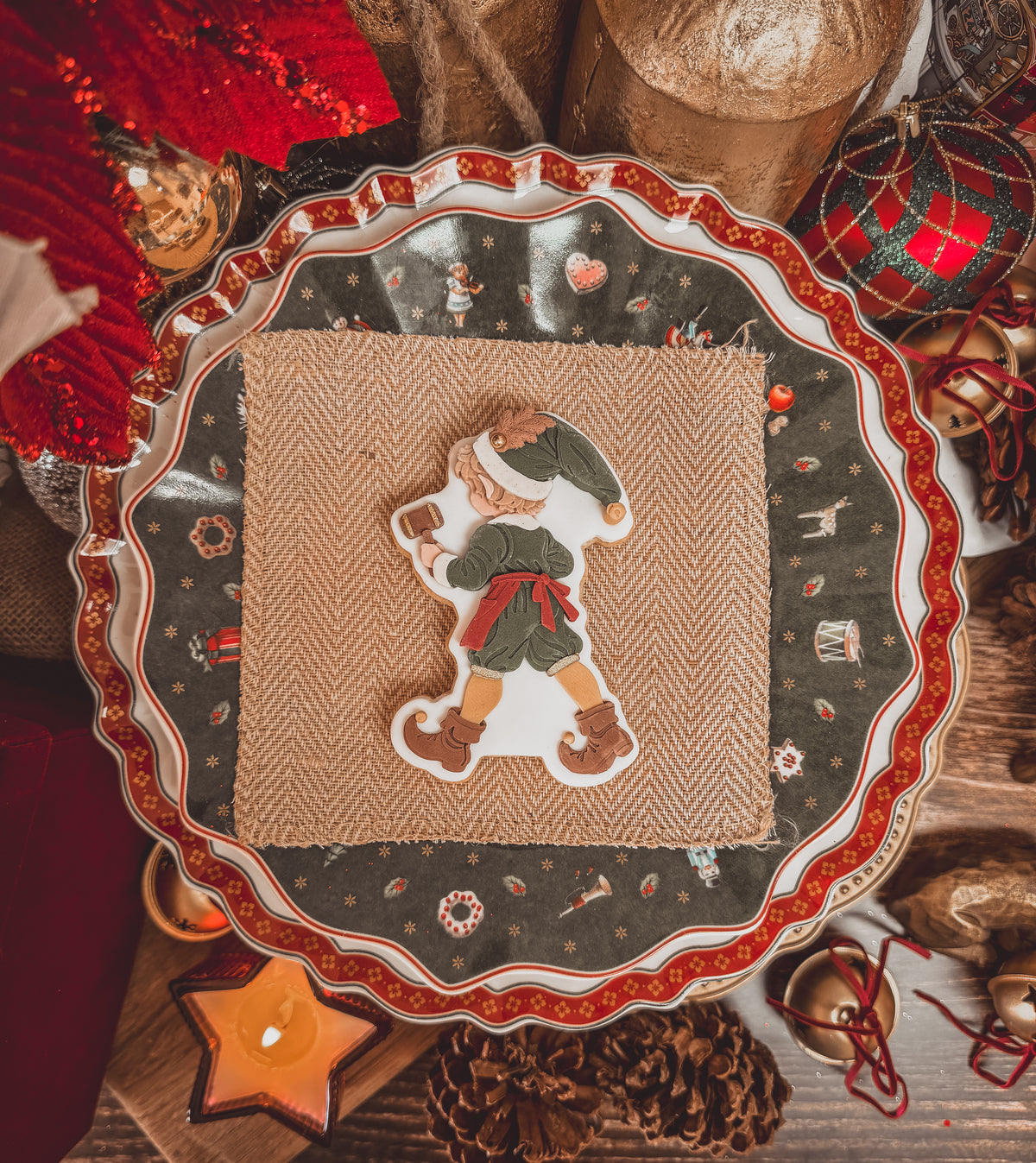 Boy Elf With Wooden Hammer Cookie Cutter &amp; Stamp