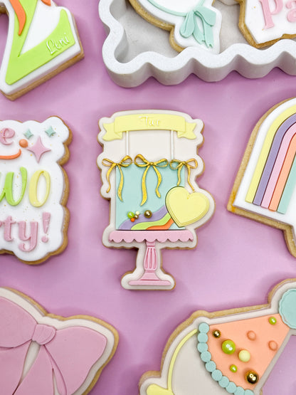 TWO Rainbow Cake Cookie Cutter & Stamp