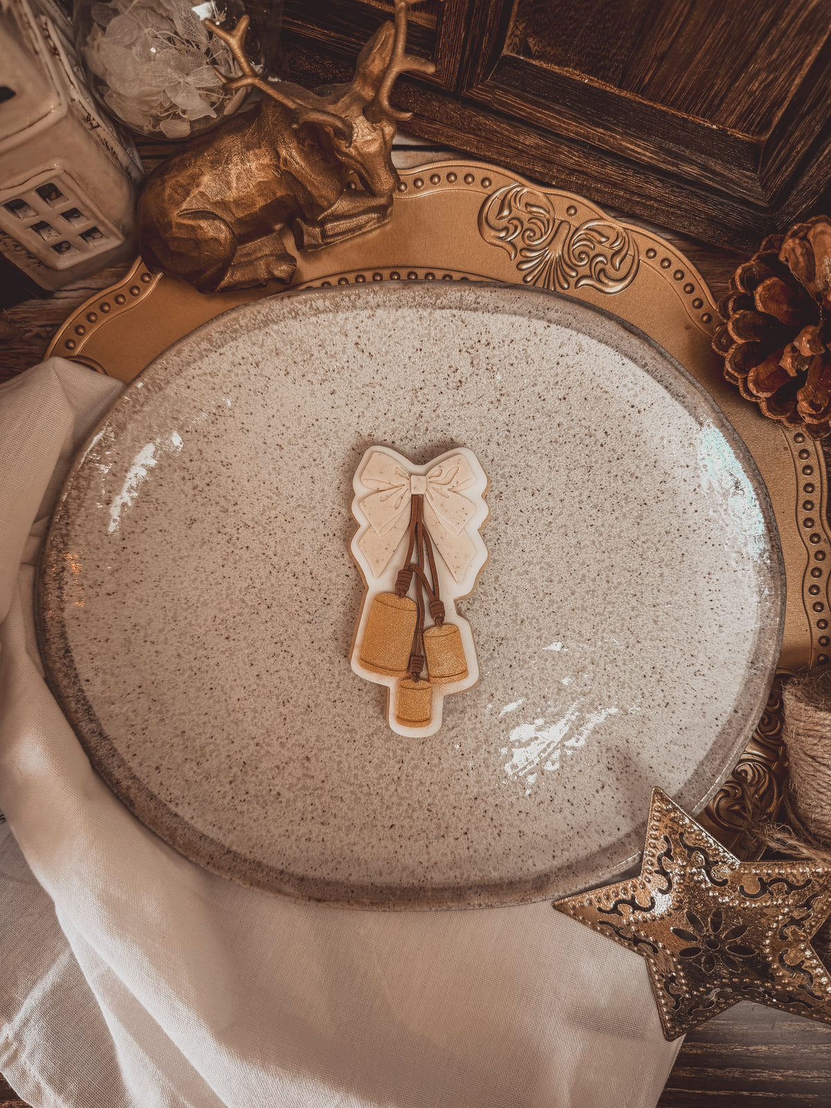 Rustic Christmas Bells Cookie Cutter &amp; Stamp