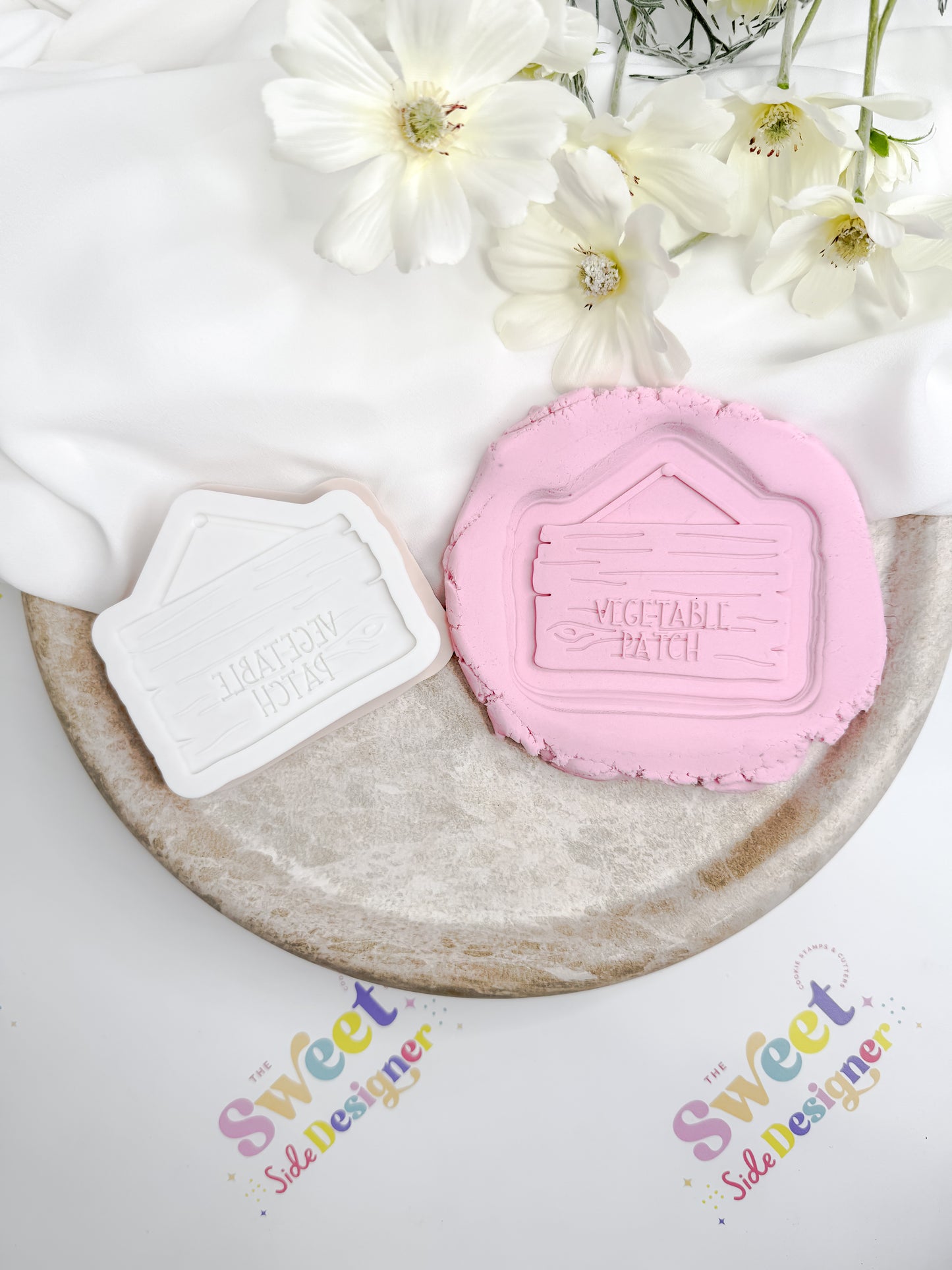 (BLANK) Vegetable Patch Sign Cookie Cutter & Stamp
