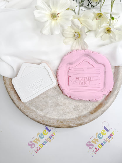 (BLANK) Vegetable Patch Sign Cookie Cutter & Stamp